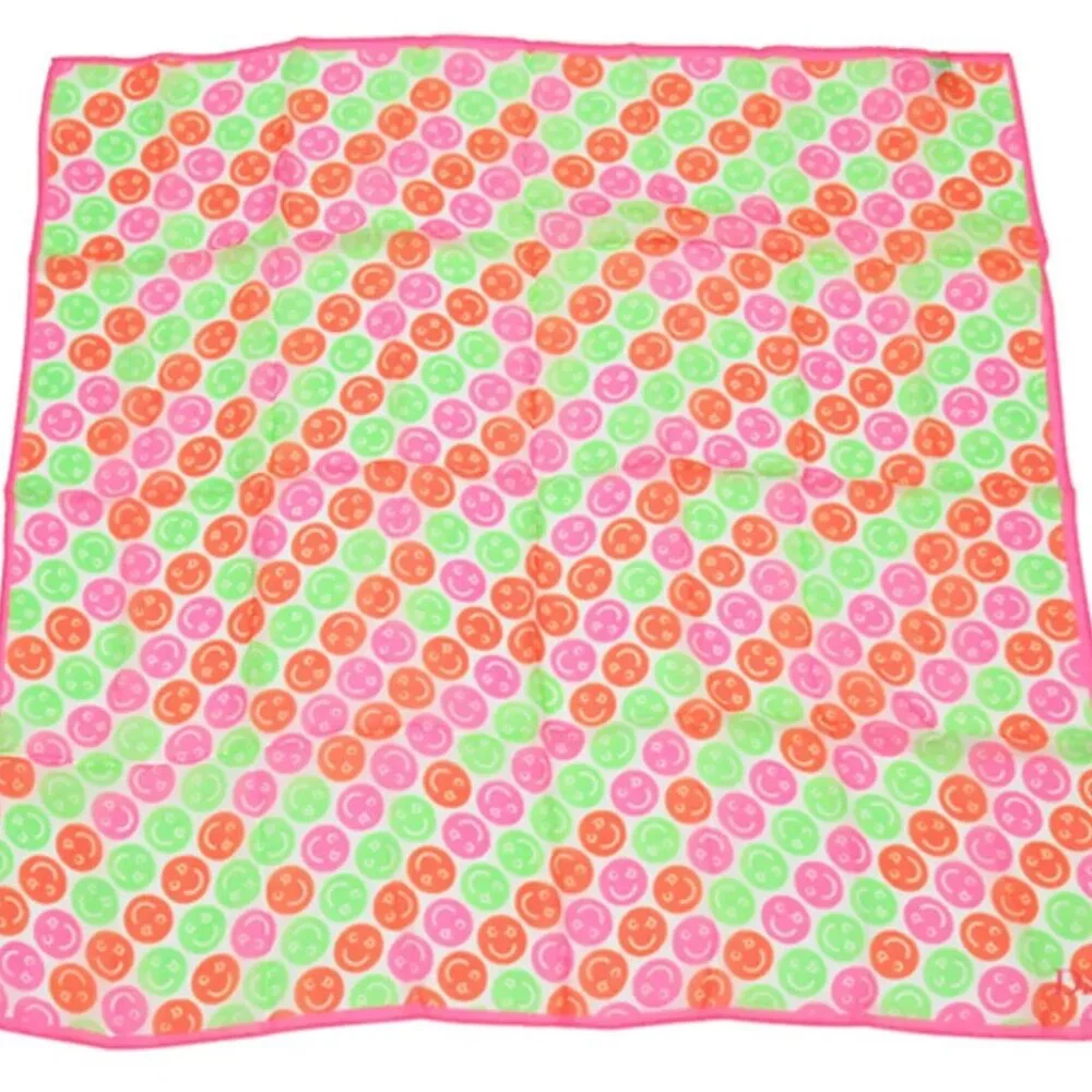 Dior Scarf CD Smile Pink-orange Silk Authentic Used